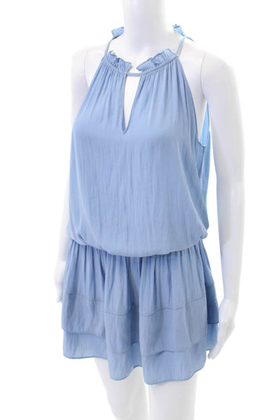 Ramy Brook Womens Key Hole Neck A Line Tiered Dress Blue Size Small