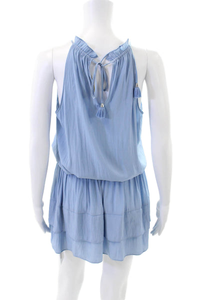 Ramy Brook Womens Key Hole Neck A Line Tiered Dress Blue Size Small
