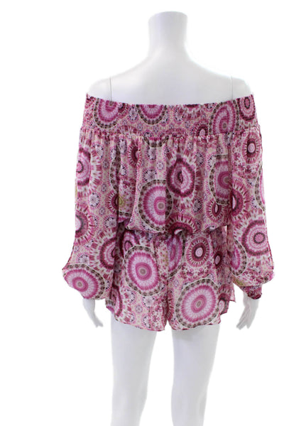 Ramy Brook Womens Printed Off The Shoulder Romper Pink Size Extra Small