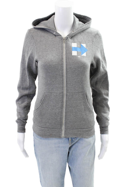 American Apparel Womens Cotton Long Sleeve Full Zip Hoodie Gray Size XS