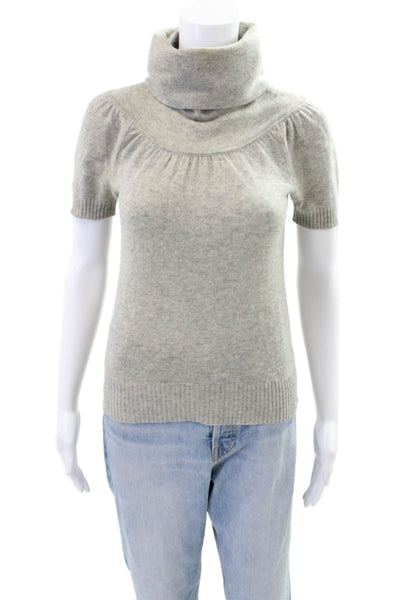 Robert Rodriguez Womens Cashmere Turtleneck Short Sleeve Sweater Gray Size XS