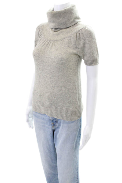 Robert Rodriguez Womens Cashmere Turtleneck Short Sleeve Sweater Gray Size XS