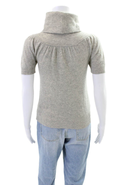 Robert Rodriguez Womens Cashmere Turtleneck Short Sleeve Sweater Gray Size XS