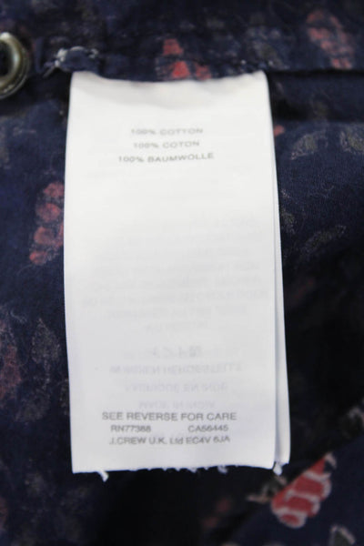 J Crew Womens Cotton Long Sleeve Floral Button Up Top Navy Size 0