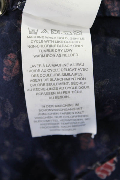 J Crew Womens Cotton Long Sleeve Floral Button Up Top Navy Size 0