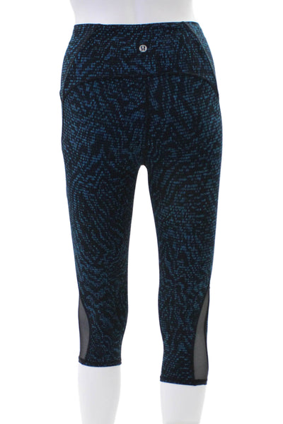 Lululemon Womens Textured Lined High Waisted Crop Leggings Black Size XS