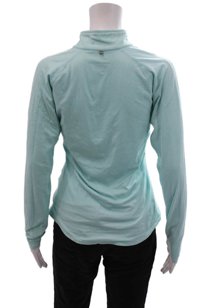 Nike Womens Long Sleeve Quarter Zip Mock Neck Logo Athletic Top Blue Size Small
