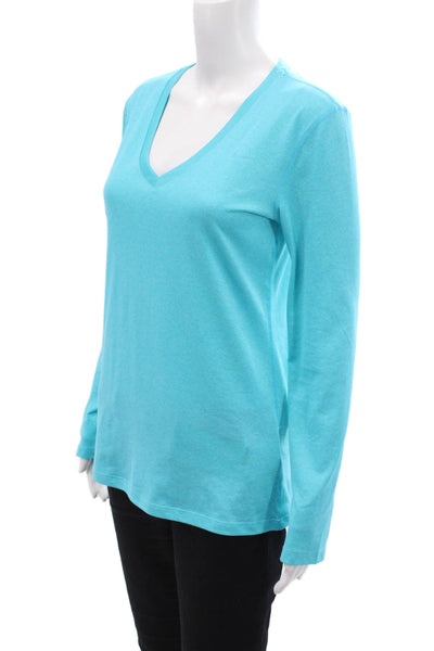 Nike Womens Long Sleeve V Neck Lightweight Athletic Tee Shirt Blue Size Small