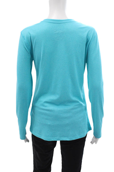 Nike Womens Long Sleeve V Neck Lightweight Athletic Tee Shirt Blue Size Small