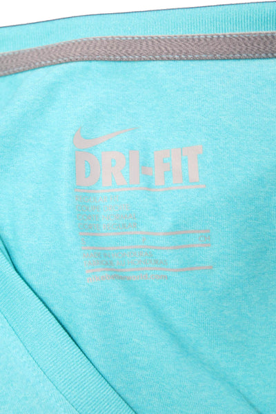 Nike Womens Long Sleeve V Neck Lightweight Athletic Tee Shirt Blue Size Small