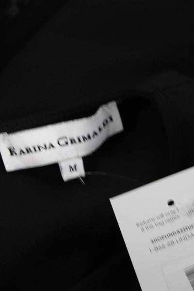 Karina Grimaldi Womens Long Sleeve Grommet Strappy Crepe Top Black Size Medium