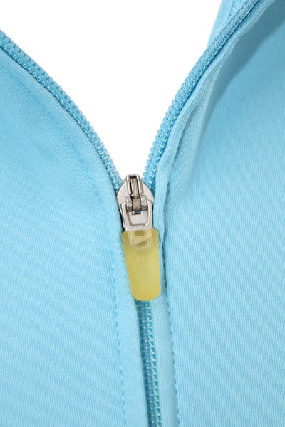 Nike Womens Front Zip Long Sleeve Mock Neck Knit Jacket Blue Size Medium