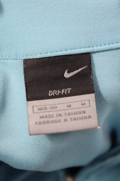 Nike Womens Front Zip Long Sleeve Mock Neck Knit Jacket Blue Size Medium