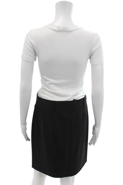 BCBGMAXAZRIA Womens Zipper Fly Knee Length Pencil Skirt Blakc Size 6