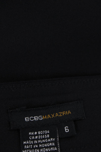 BCBGMAXAZRIA Womens Zipper Fly Knee Length Pencil Skirt Blakc Size 6