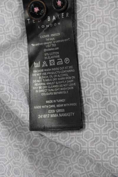 Ted Baker Mens Cotton Short Sleeve Button Down Shirt Navy Size 03