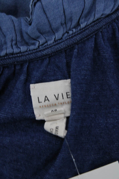 La Vie x Rebecca Taylor Womens Cotton Colorblock A-Line Dress Blue Size XS