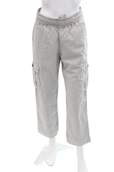 James Perse Womens Cotton Striped Print Straight Leg Cargo Pants Gray Size 0