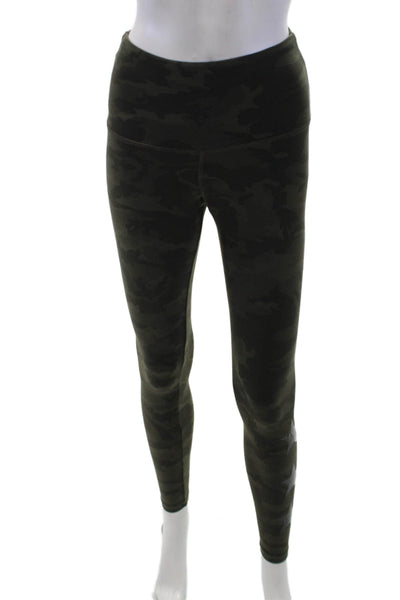 Strut This Womens Camouflage Star Motif Athletic Leggings Green One Size