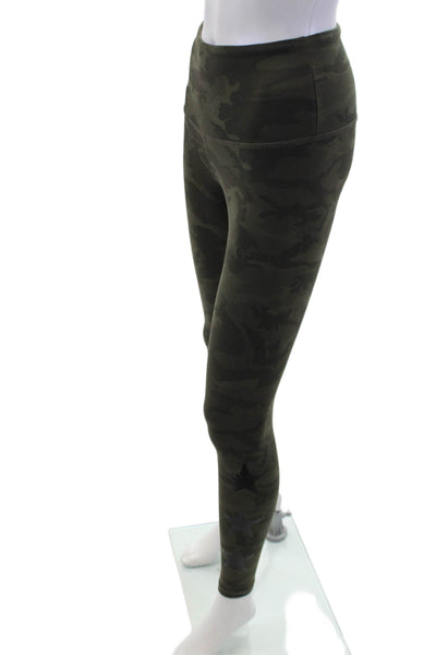 Strut This Womens Camouflage Star Motif Athletic Leggings Green One Size