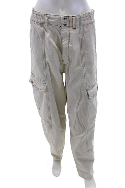 BDG Womens Cotton Contrast Stitch Cargo Pocket Wide Leg Pants Beige Size 31