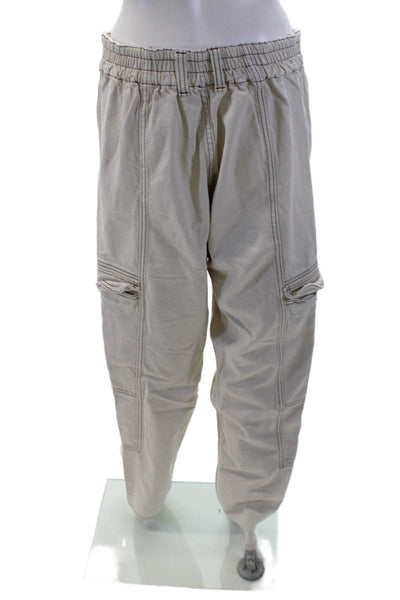 BDG Womens Cotton Contrast Stitch Cargo Pocket Wide Leg Pants Beige Size 31