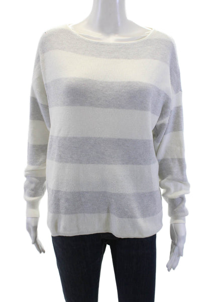 Cyrus Womens Waffle Knit Long Sleeve Round Neck Casual Top White Size XS