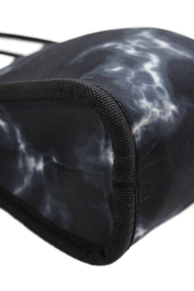 Haute Shore Womens Striped Detail Tie Dye Zippered Shoulder Bag Black