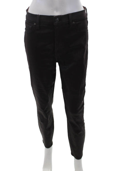 7 For All Mankind Womens High Rise Coated Skinny Ankle Jeans Brown Size 29