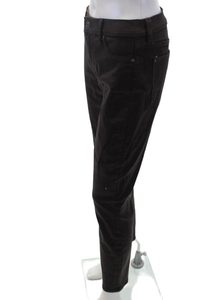 7 For All Mankind Womens High Rise Coated Skinny Ankle Jeans Brown Size 29