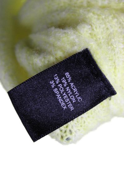 Tahari Womens Turtleneck Long Sleeve Pullover Sweater Top Neon Yellow Size M