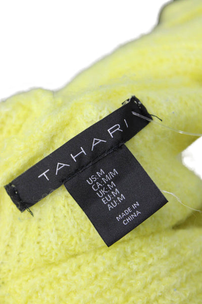 Tahari Womens Turtleneck Long Sleeve Pullover Sweater Top Neon Yellow Size M