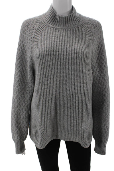 Calvin Klein Womens Textured Crew Neck Pullover Sweater Top Gray Size L