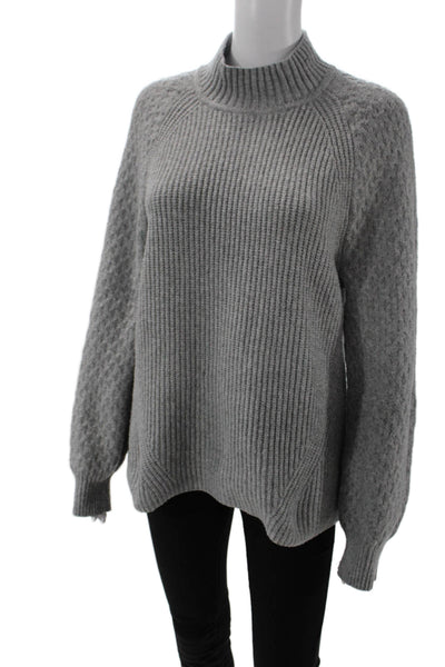 Calvin Klein Womens Textured Crew Neck Pullover Sweater Top Gray Size L