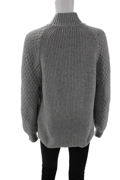 Calvin Klein Womens Textured Crew Neck Pullover Sweater Top Gray Size L