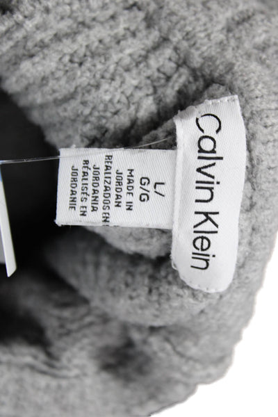 Calvin Klein Womens Textured Crew Neck Pullover Sweater Top Gray Size L