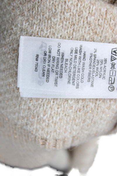 Rachel Zoe Womens Printed Mock Neck Full Zip Sweater Top Brown Size M