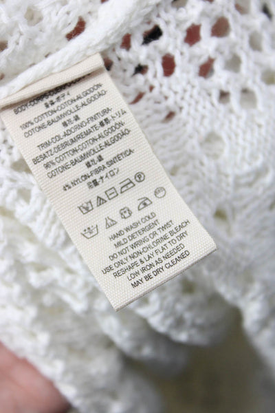 Free People Womens Cotton Open Knit Pullover Sweater Top White Size Small
