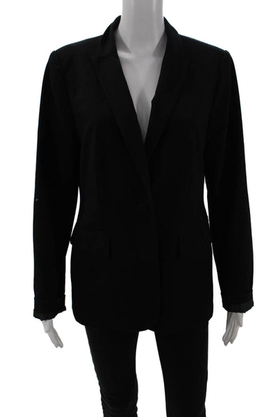 Calvin Klein Womens One Button Lined Long Sleeve Blazer Solid Black Size 10