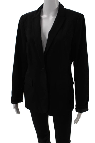 Calvin Klein Womens One Button Lined Long Sleeve Blazer Solid Black Size 10