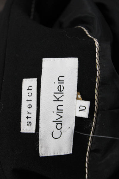 Calvin Klein Womens One Button Lined Long Sleeve Blazer Solid Black Size 10