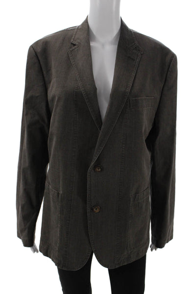 Johnston & Murphy Mens Glen Plaid Cotton Two Button Blazer Brown Size M