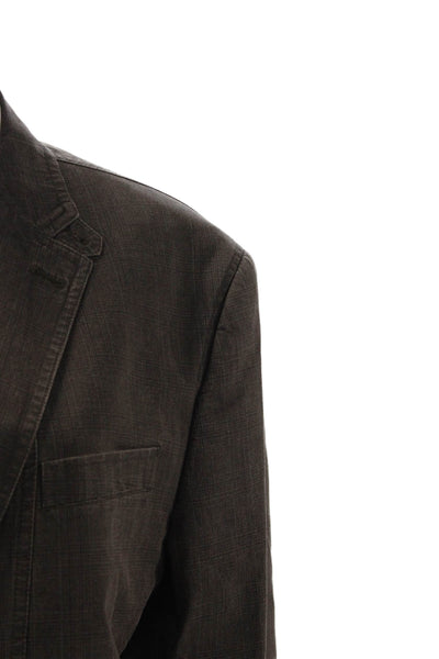 Johnston & Murphy Mens Glen Plaid Cotton Two Button Blazer Brown Size M