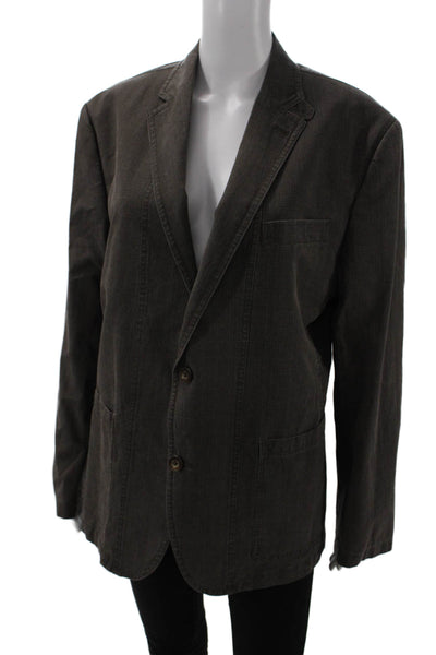 Johnston & Murphy Mens Glen Plaid Cotton Two Button Blazer Brown Size M