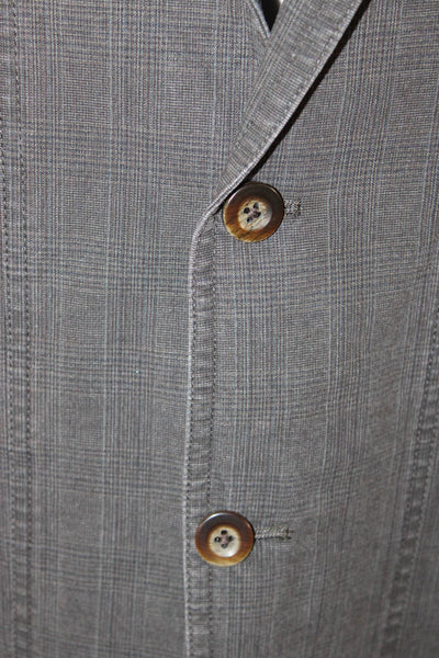 Johnston & Murphy Mens Glen Plaid Cotton Two Button Blazer Brown Size M