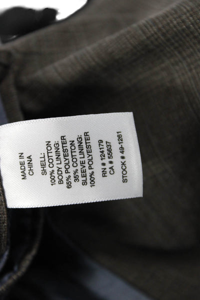 Johnston & Murphy Mens Glen Plaid Cotton Two Button Blazer Brown Size M