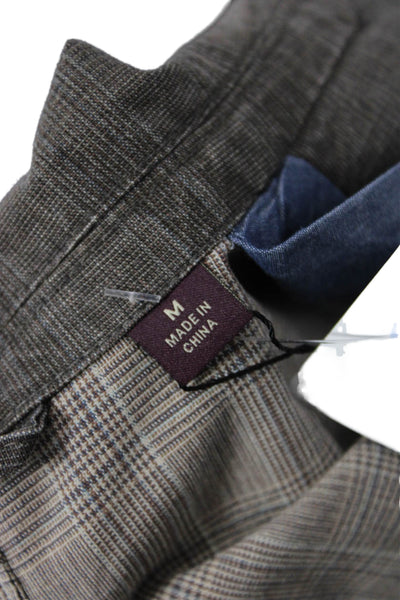 Johnston & Murphy Mens Glen Plaid Cotton Two Button Blazer Brown Size M