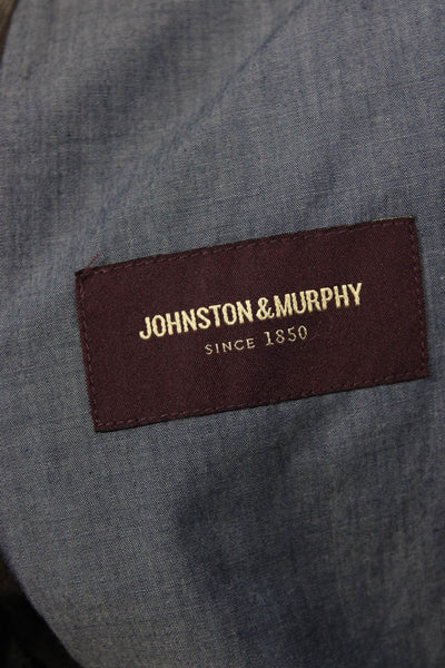 Johnston & Murphy Mens Glen Plaid Cotton Two Button Blazer Brown Size M