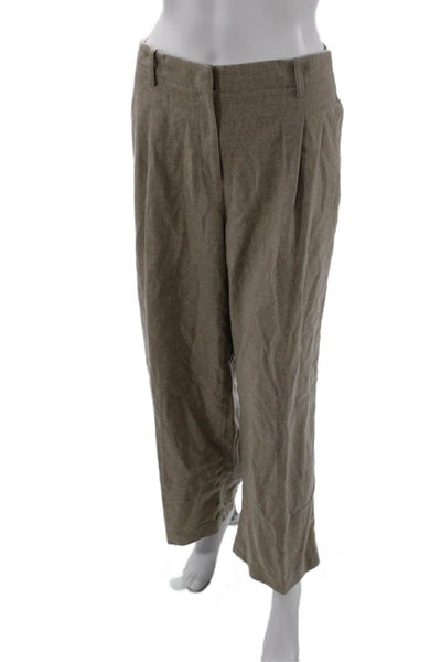 Lafayette 148 New York Womens Wool High Waisted Pleated Trouser Pants Brown Sz 8