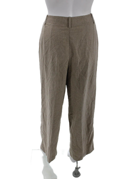 Lafayette 148 New York Womens Wool High Waisted Pleated Trouser Pants Brown Sz 8